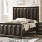 FM7232BR-4PC 4 pc Hexham espresso vertical faceted headboard and footboard queen bedroom set