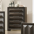 FM7232BR-C Hexham espresso horizantal faceted fronts 5 drawer tall chest