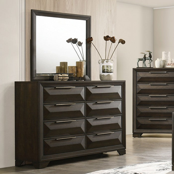 FM7232BR-4PC 4 pc Hexham espresso vertical faceted headboard and footboard queen bedroom set