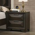 FM7232BR-N Hexham espresso horizontal faceted fronts 2 drawer nightstand