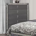 FM7240GY-C Titania grey finish wood crystal accents trim nickel ring pulls 5 drawer tall chest