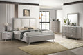 FM7243GY-4PC 4 pc Aldgate light grey finish wood reeded panel and silver accents queen bedroom set