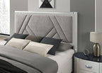 FM7244GY-4PC 4 pc Aldgate light grey finish wood reeded panel and silver accents queen bedroom set