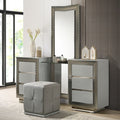 FM7251GY-V-SET  3 pc ventnor grey finsh wood vanity set with metal accent trim and stool