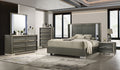 FM7252DG-4PC 4 pc Leyland dark grey finish wood LED and mirrored headboard queen bedroom set
