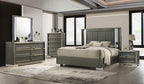 FM7252DG-4PC 4 pc Leyland dark grey finish wood LED and mirrored headboard queen bedroom set