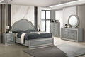 FM7253GY-4PC 4 pc Cassiopeia metallic grey finish wood Glam geometric LED headboard queen bedroom set