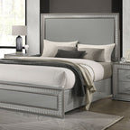 FM7254GY-4PC 4 pc Cassiopeia metallic grey finish wood Glam headboard queen bedroom set