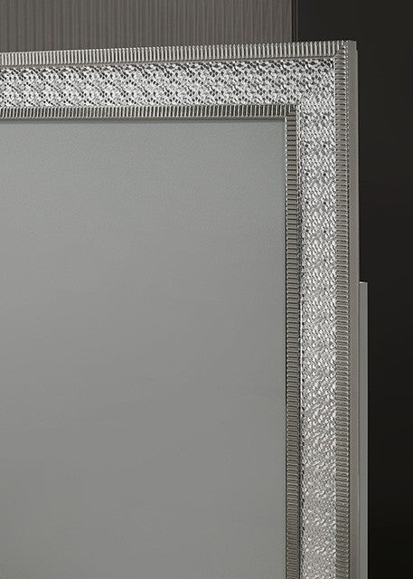 FM7254GY-4PC 4 pc Cassiopeia metallic grey finish wood Glam headboard queen bedroom set