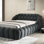 FM7260BK Willa arlo interiors Newquay black chenille fabric channel tufted queen bed