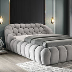 FM7260GY Willa arlo interiors Newquay grey chenille fabric channel tufted queen bed