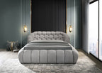 FM7260GY Willa arlo interiors Newquay grey chenille fabric channel tufted queen bed