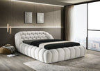 FM7260WH Willa arlo interiors Newquay white chenille fabric channel tufted queen bed