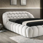 FM7260WH Willa arlo interiors Newquay white chenille fabric channel tufted queen bed