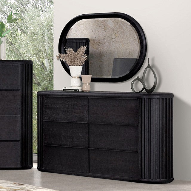 FM73000BK-P-4PC 4 pc Hildesheim black finish wood paneled headboard queen bedroom set