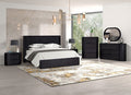 FM73000BK-L-4PC 4 pc Hildesheim black finish wood fluted design headboard queen bedroom set