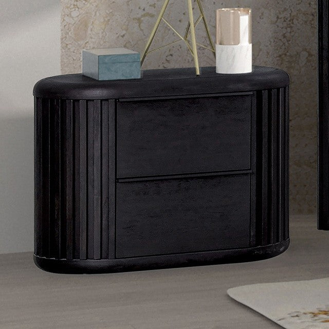 FM73000BK-P-4PC 4 pc Hildesheim black finish wood paneled headboard queen bedroom set