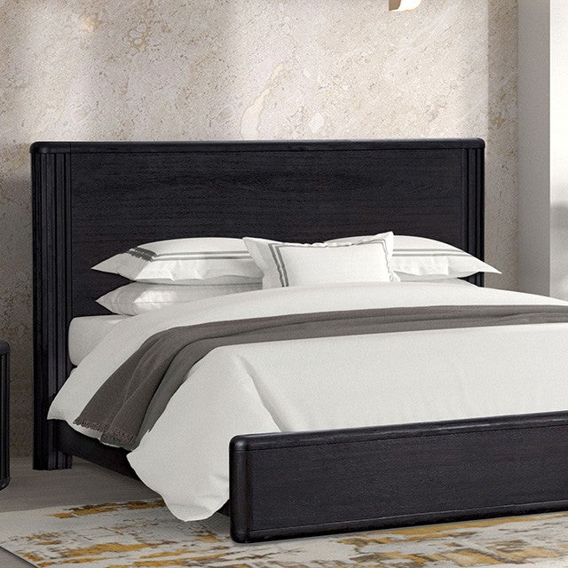 FM73000BK-P-4PC 4 pc Hildesheim black finish wood paneled headboard queen bedroom set