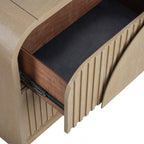 FM73001NT-4PC 4 pc Tangentry natural finish wood fluted circular design headboard queen bedroom set USB plugs