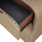 FM73001NT-4PC 4 pc Tangentry natural finish wood fluted circular design headboard queen bedroom set USB plugs