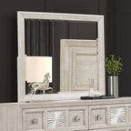 FM7368GY-4PC 4 pc Argenthart light gray finish wood decorative sunburst headboard queen bedroom set