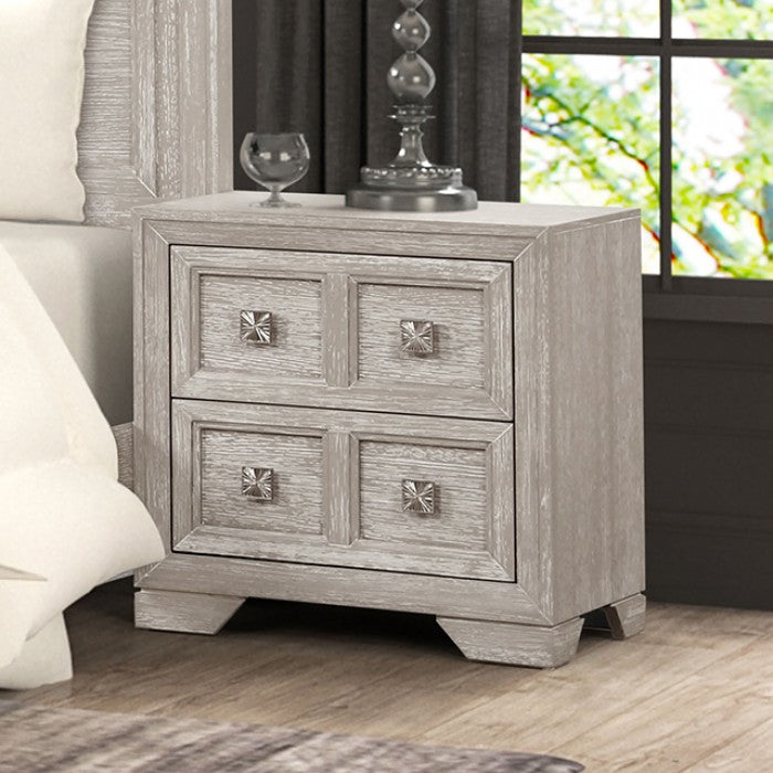 FM7368GY-4PC 4 pc Argenthart light gray finish wood decorative sunburst headboard queen bedroom set