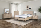 FM7369AK-4PC 4 pc Sandnes light oak finish wood curved panel fronts design queen bedroom set