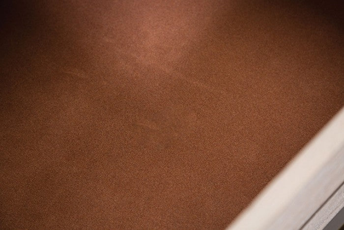 FM7369AK-D Sandnes light oak finish wood curved panel fronts design 7 drawer dresser