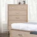 FM7369AK-C Sandnes light oak finish wood curved panel fronts design 5 drawer tall chest