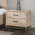 FM7369AK-N Sandnes light oak finish wood curved panel fronts design 2 drawer nightstand