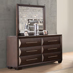 FM7399ES-4PC 4 pc Chemnitz espresso brown finish wood horizontal round fronts queen bedroom set