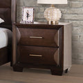 FM7399ES-N Chemnitz espresso brown finish wood horizontal round fronts 2 drawer nightstand