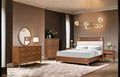 FM74000WN-4PC 4 pc Hepburne walnut finish wood mid century modern queen bedroom set built in lighting