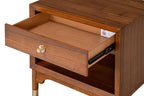 FM74000WN-4PC 4 pc Hepburne walnut finish wood mid century modern queen bedroom set built in lighting
