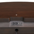 FM74001CH-ST-4PC 4 pc Westerham dark cherry finish wood mid century modern queen bedroom set gold capped legs reading lights