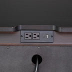 FM74002BK-ST-4PC 4 pc Torrance black finish wood mid century modern queen bedroom set built in lighting footboard drawers