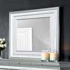 FM74006SV-4PC 4 pc Galea silver finish faux crystal accent with LED headboard queen bedroom set