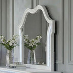 FM74007WH-4PC  4 pc Swindon pearl white finish wood padded LED headboard victorian style queen bed set