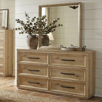 FM74008NT-4PC 4 pc Helios natural finish wood farmhouse modern fabric padded LED queen bedroom set