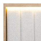 FM74008NT-4PC 4 pc Helios natural finish wood farmhouse modern fabric padded LED queen bedroom set