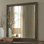 FM74009DW-4PC 4 pc Newent dark walnut finish wood mid century modern faux leather queen bedroom set