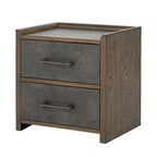 FM74009DW-4PC 4 pc Newent dark walnut finish wood mid century modern faux leather queen bedroom set