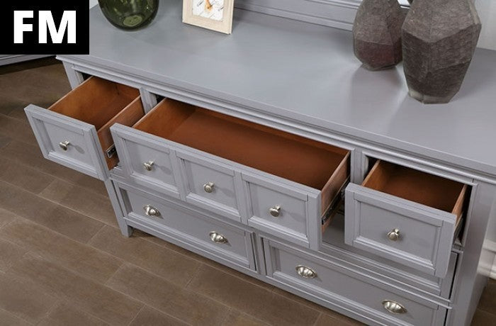 CM7413GY 4 pc Rosdorf park Castile grey finish wood queen bedroom set with storage drawers heron cove