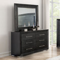 FM7415BK-D Ashbourne black paneled finish wood 6 drawer dresser