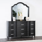 FM7416BK-4PC 4 pc Eleanora black finish wood fabric tufted channel headboard queen bedroom set