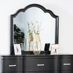 FM7416BK-4PC 4 pc Eleanora black finish wood fabric tufted channel headboard queen bedroom set
