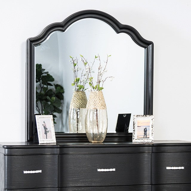 FM7416BK-4PC 4 pc Eleanora black finish wood fabric tufted channel headboard queen bedroom set