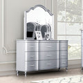 FM7416SV-D  Eleanora silver finish wood 9 drawer dresser crystal like handles