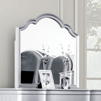 FM7416SV-4PC 4 pc Eleanora silver finish wood fabric tufted headboard queen bedroom set