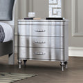 FM7416SV-N  Eleanora silver finish wood 2 drawer nightstand crystal like handles